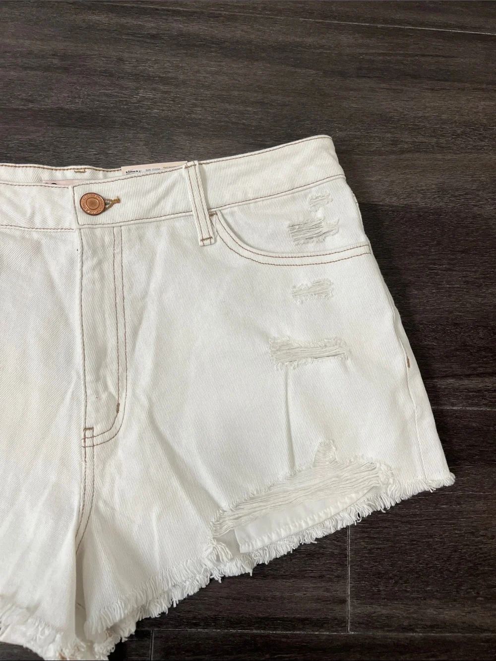 off White Distressed Denim Women's Shorts